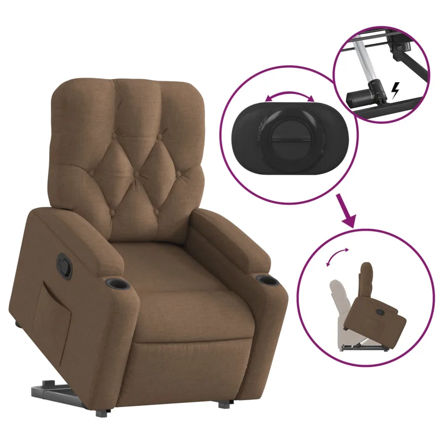Fauteuil inclinable Marron Tissu - 6