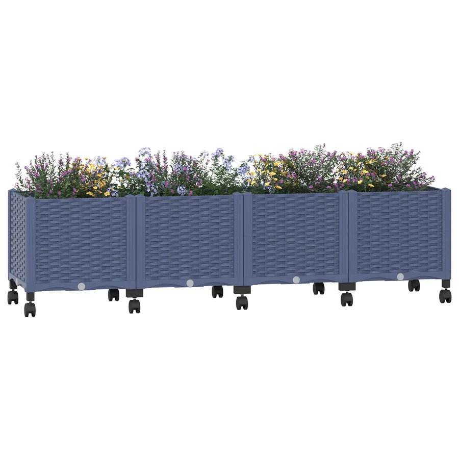 Jardinière avec Roues Gris Bleu 160 x 40 x 48 cm PP - 3