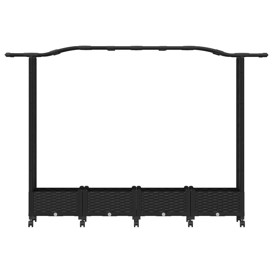 Lit Élevé avec Treillis et Toit Noir 207 x 40 x 129 cm PP - 4