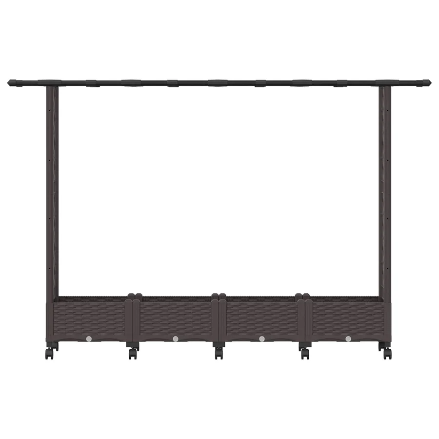 Lit Élevé avec Treillis et Toit Marron 203 x 40 x 127 cm PP - 4