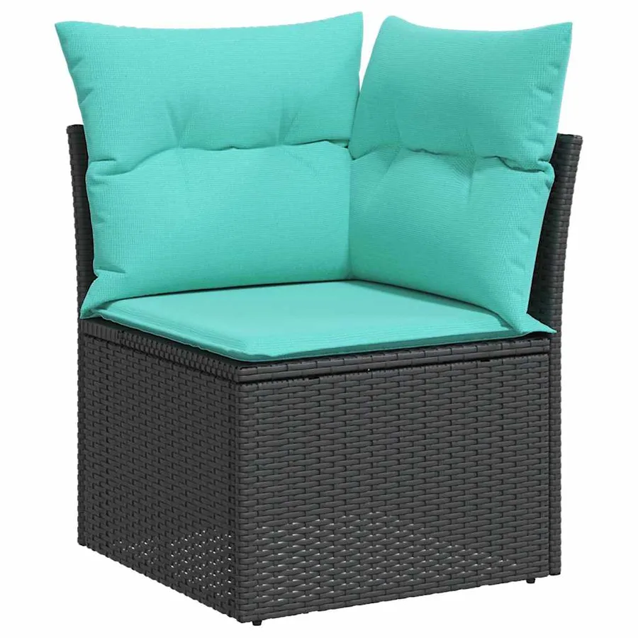 Ensemble de canapé de jardin 9 pcs Noir Poly rotin - 6