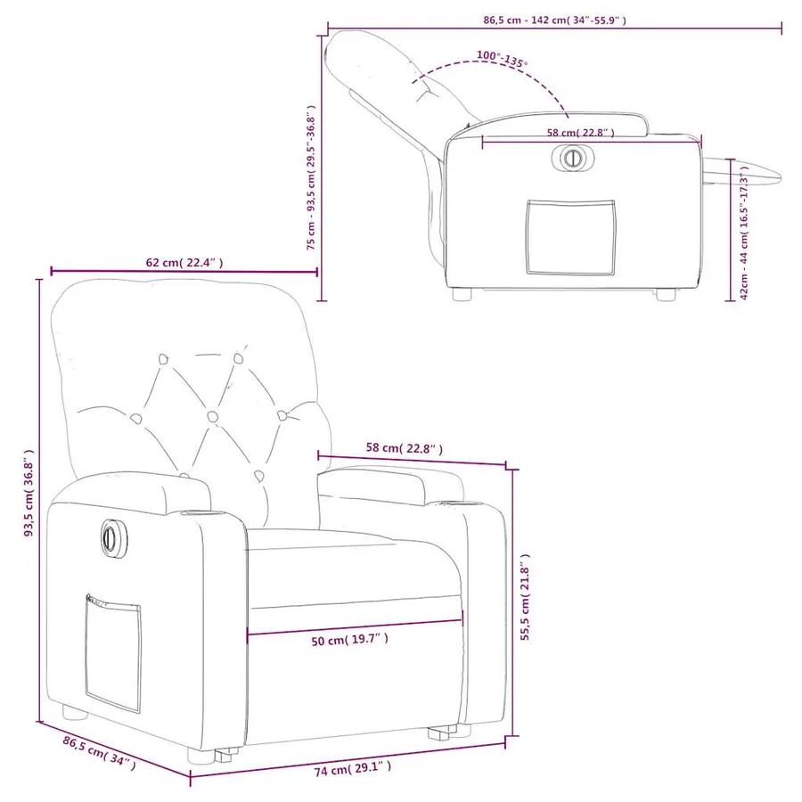 Fauteuil inclinable électrique gris similicuir - 17