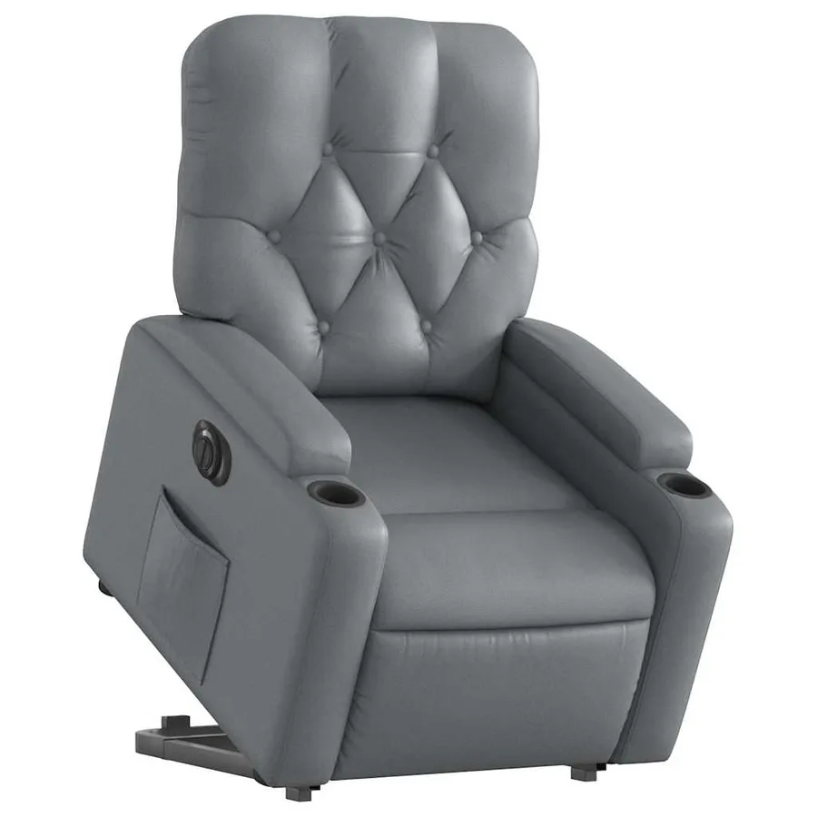 Fauteuil inclinable électrique gris similicuir - 3