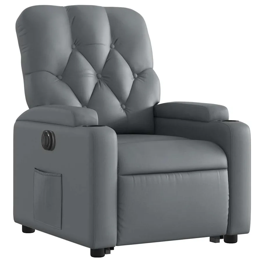 Fauteuil inclinable électrique gris similicuir - 4