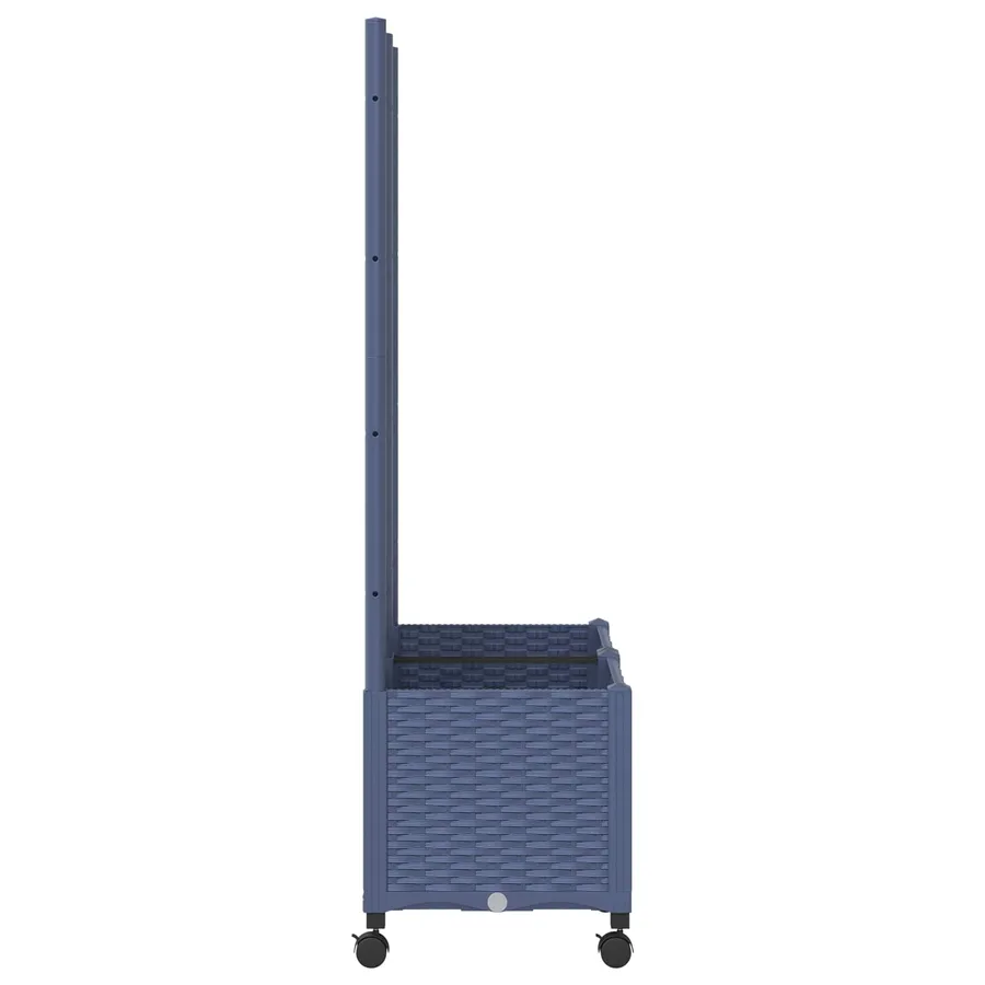Bac de jardin avec treillis et roues Gris Bleu 80 x 40 x 146 cm - 4