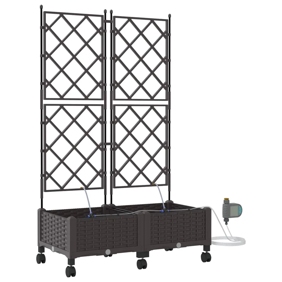 Porte-plante de jardin avec irrigation et roues 2 pc Marron PP - 2