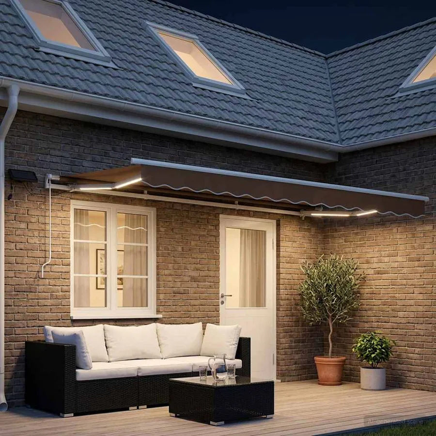Auvent rétractable Taupe 450 × 350 cm Tissu et Aluminium - 3