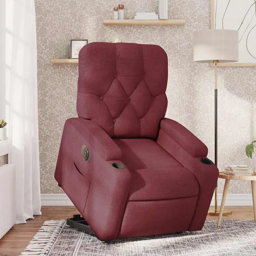 Fauteuil inclinable électrique rouge bordeaux tissu