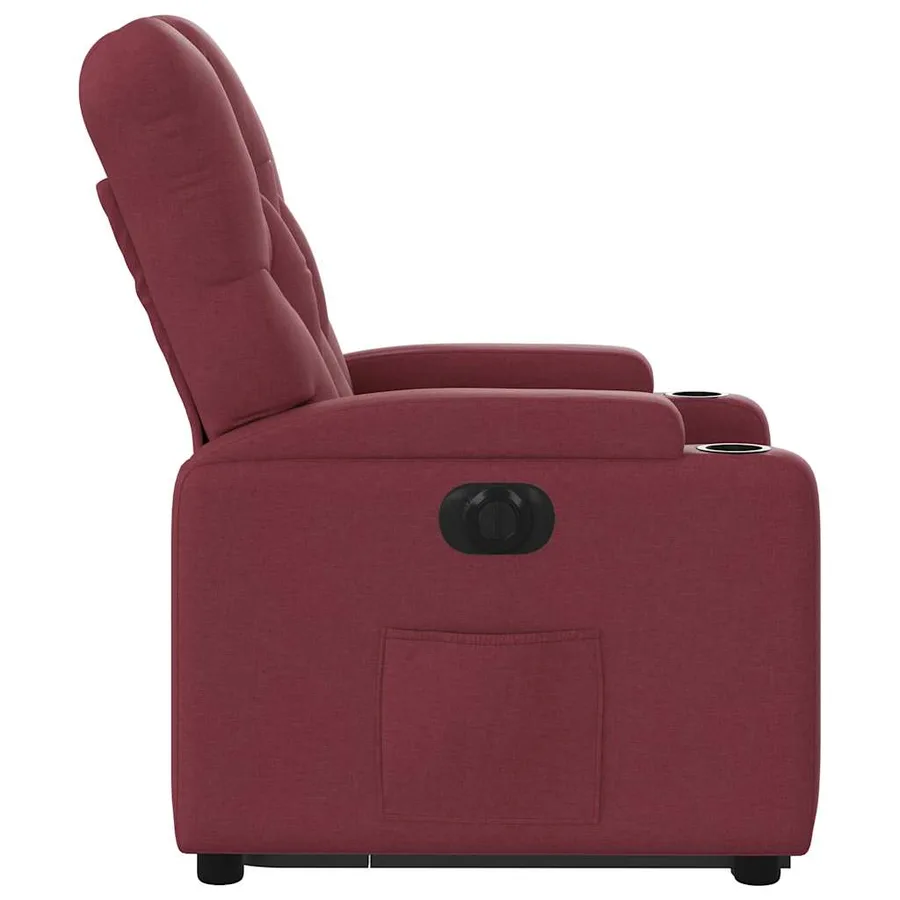 Fauteuil inclinable électrique rouge bordeaux tissu - 10
