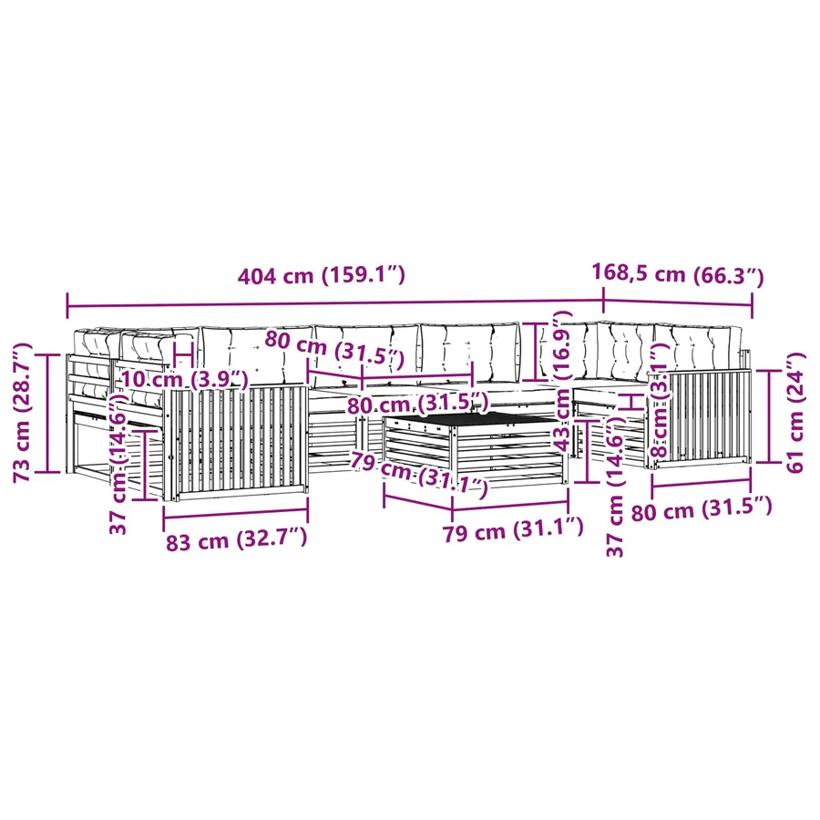 Ensemble de canapés d'extérieur 8 pc Blanc et Beige - 7
