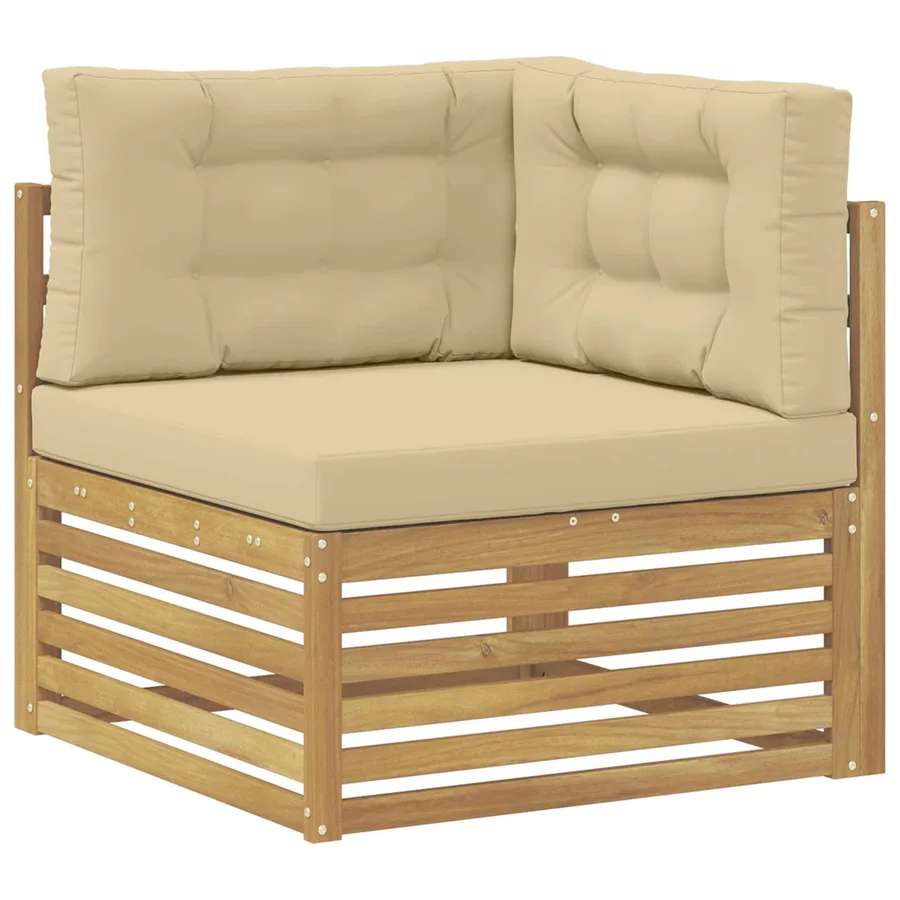 Ensemble de canapés d'extérieur 7 pc Blanc et Beige Polyester - 4