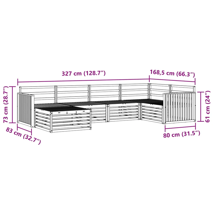 Ensemble de canapés d'extérieur 6 pc Blanc Bois d'Acacia Massif - 8