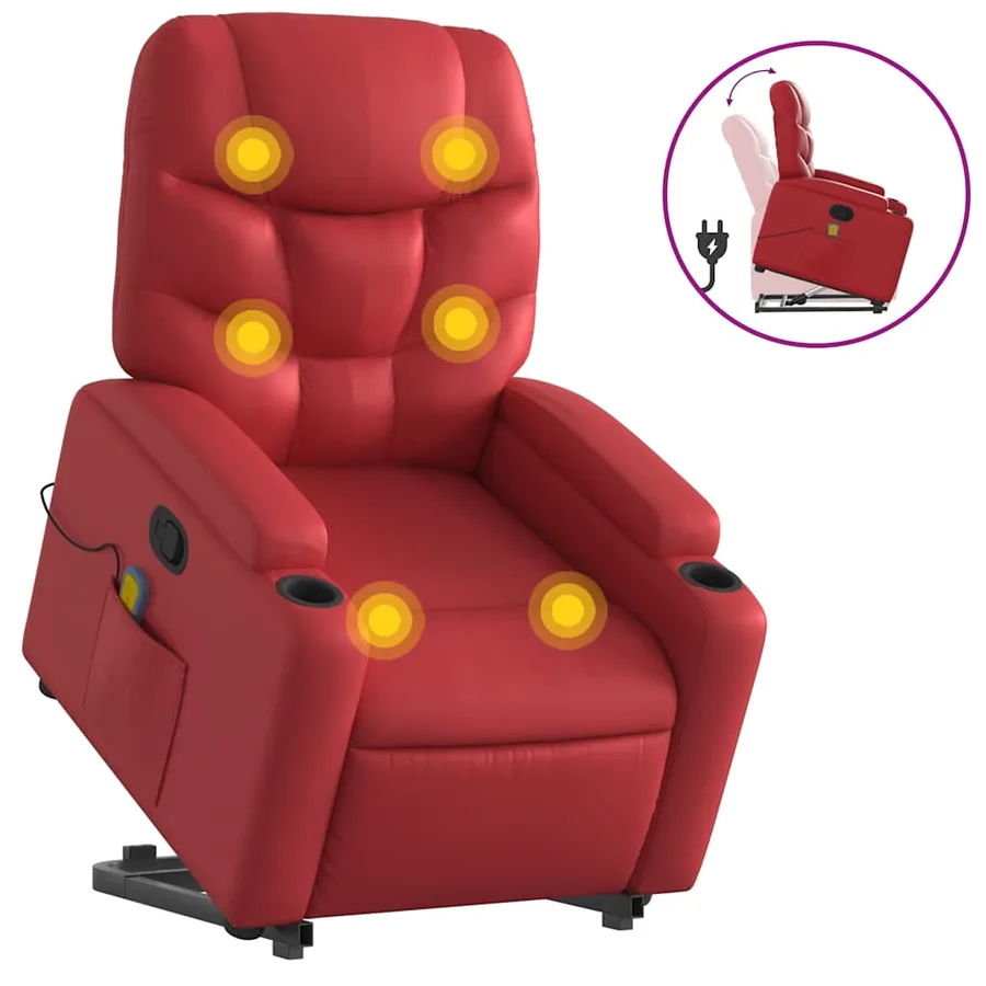 Fauteuil inclinable de massage Rouge Similicuir - 2