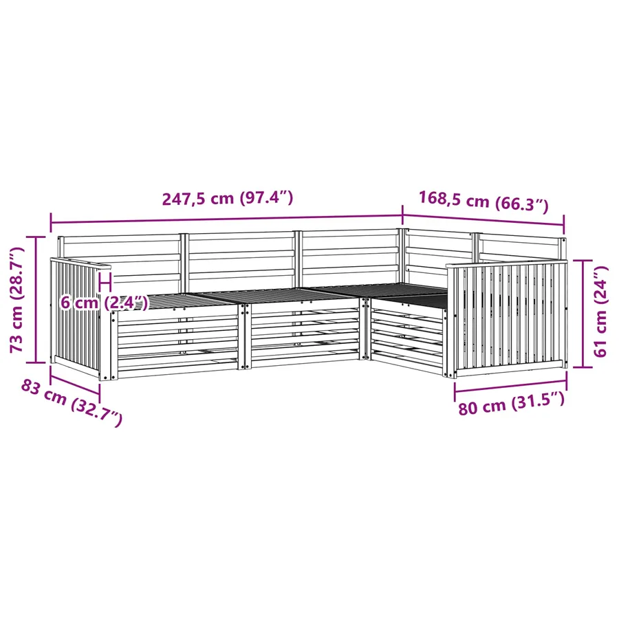 Ensemble de canapés d'extérieur 4 pc Blanc Bois d'Acacia Massif - 6