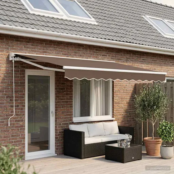 Auvent rétractable manuel Taupe 4,5 × 3,5 m