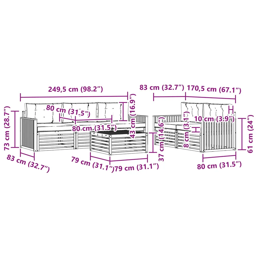 Ensemble de canapés d'extérieur 6 pc Blanc et anthracite - 7