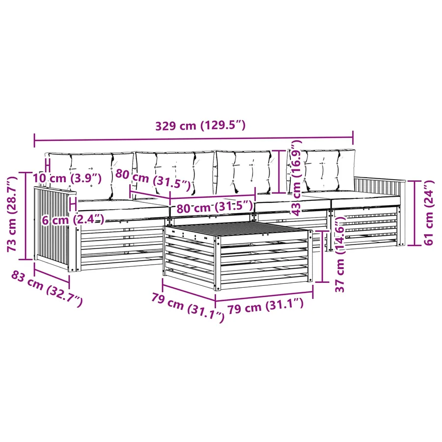 Ensemble de canapés d'extérieur 5 pc Blanc et crème - 6