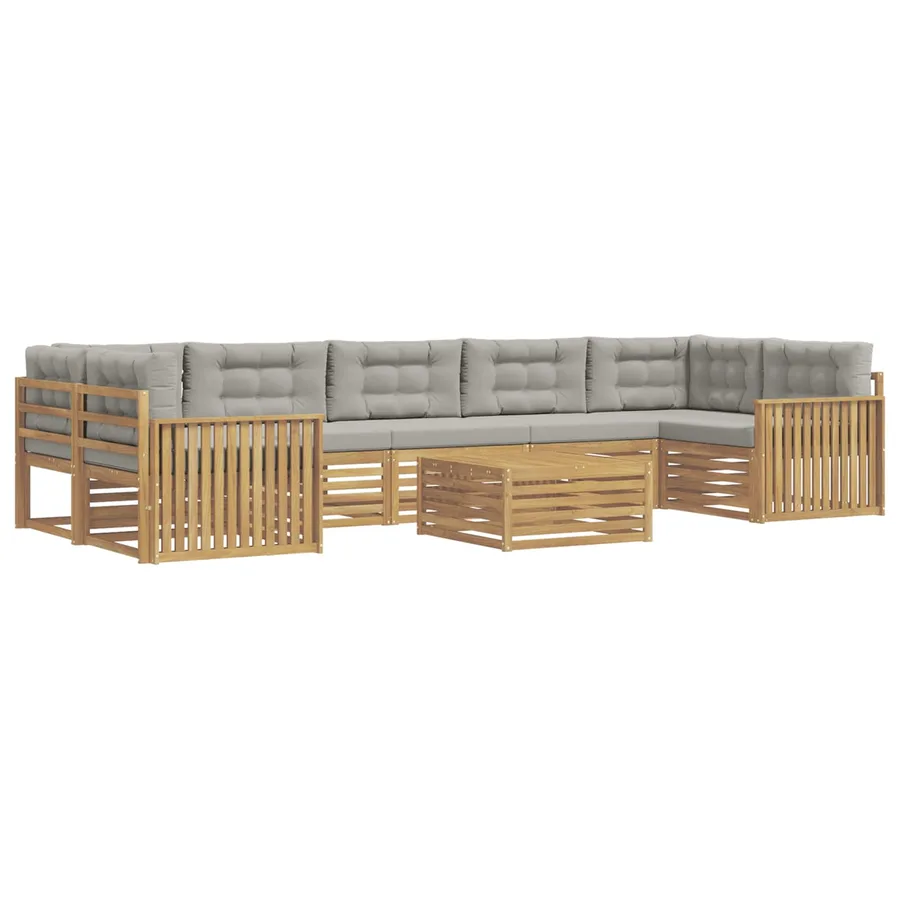 Ensemble de canapés d'extérieur 8 pc Blanc et gris clair - 2