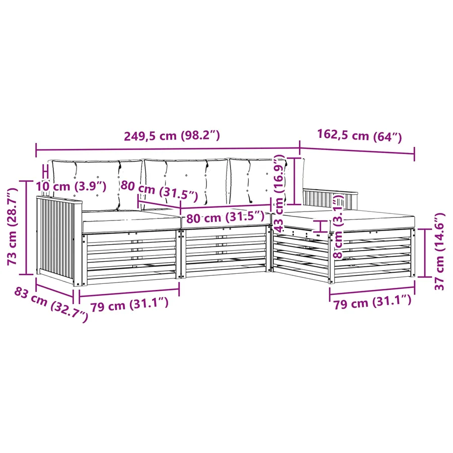 Ensemble de canapés d'extérieur 4 pc Blanc et Beige - 6