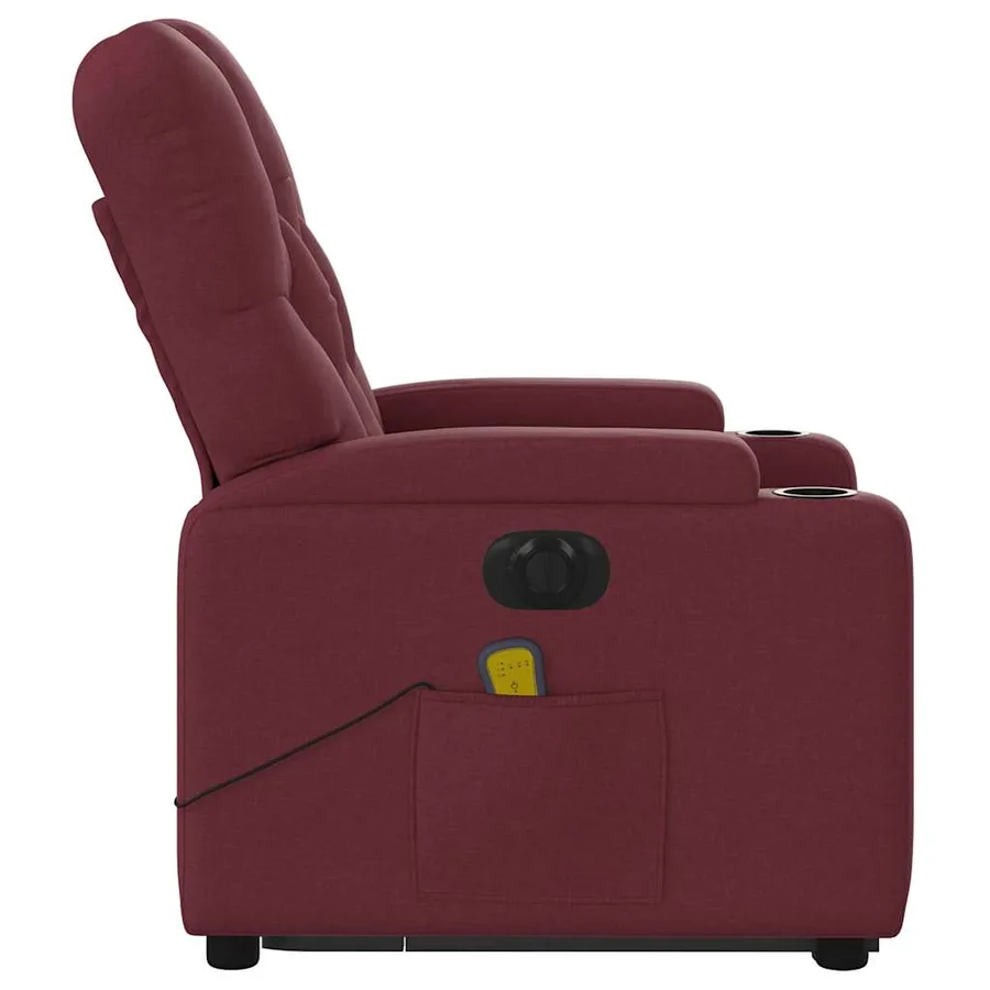 Fauteuil inclinable de massage électrique Rouge bordeaux Tissu - 10