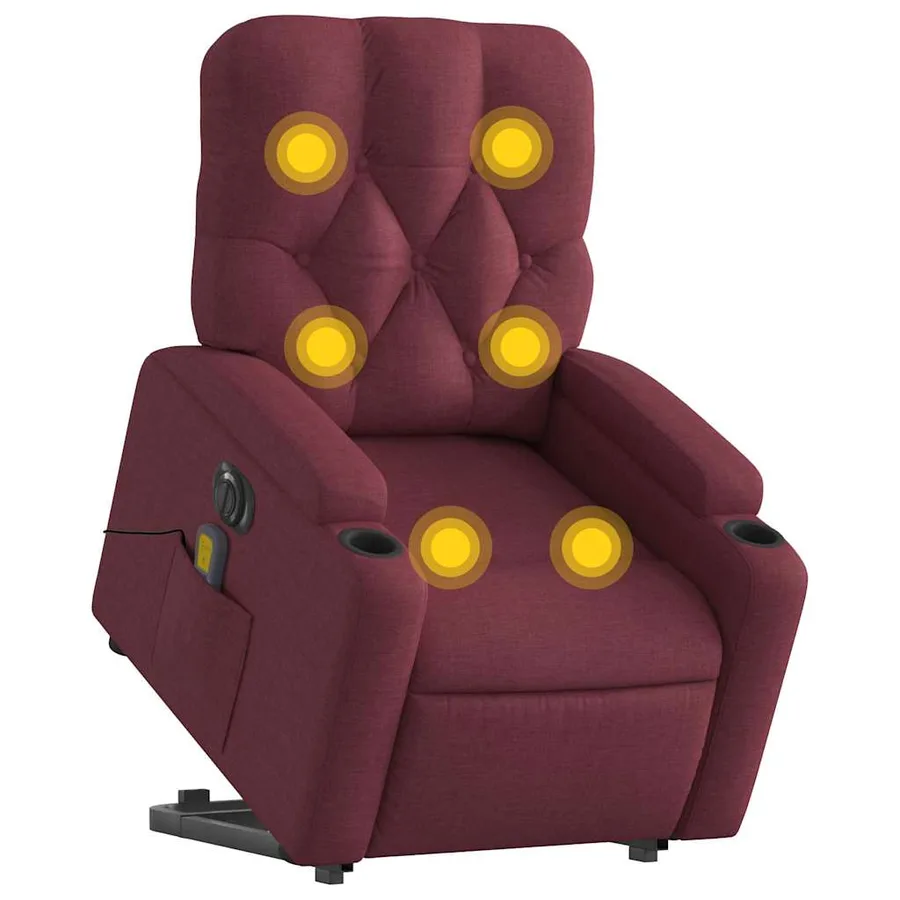 Fauteuil inclinable de massage électrique Rouge bordeaux Tissu - 3