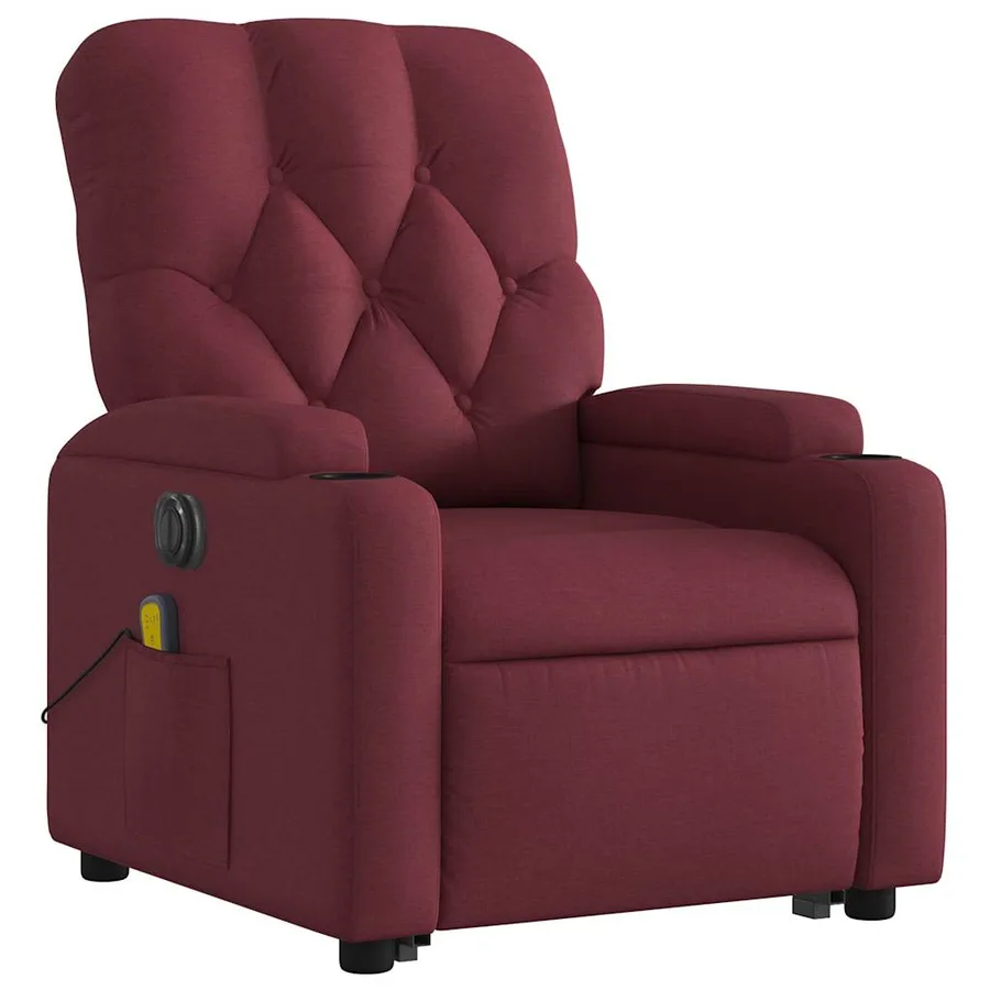 Fauteuil inclinable de massage électrique Rouge bordeaux Tissu - 4