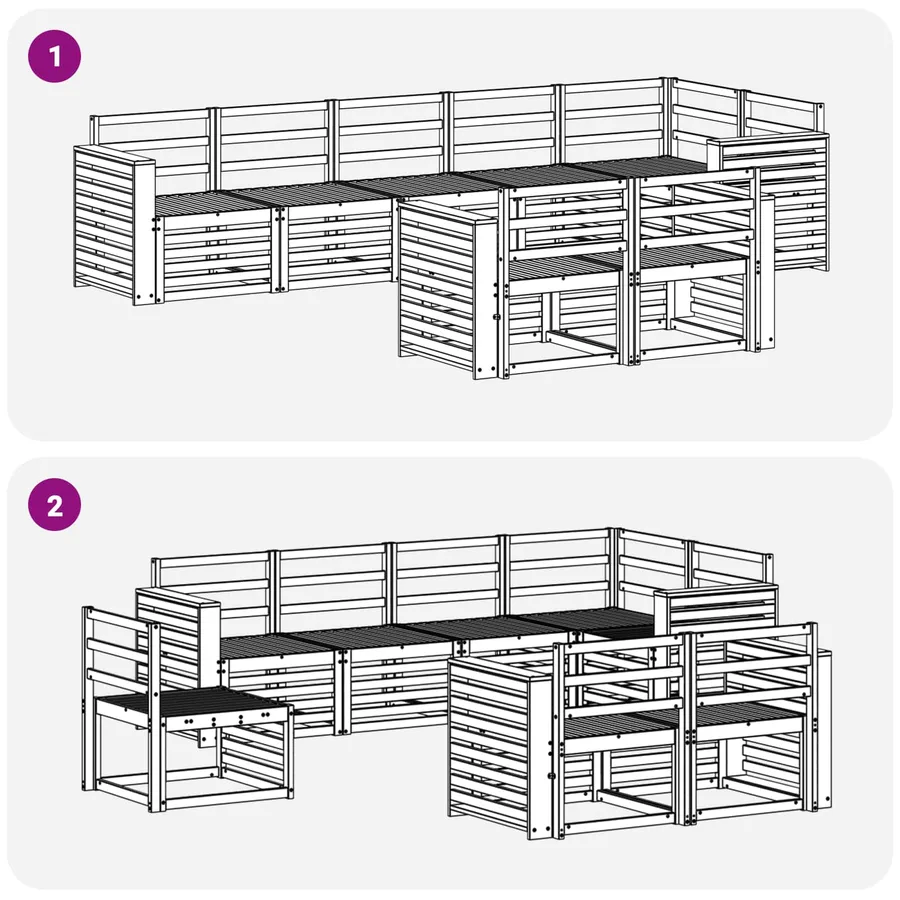 Ensemble de canapés d'extérieur 8 pcs Blanc 310 x 132,5 x 73 cm - 6