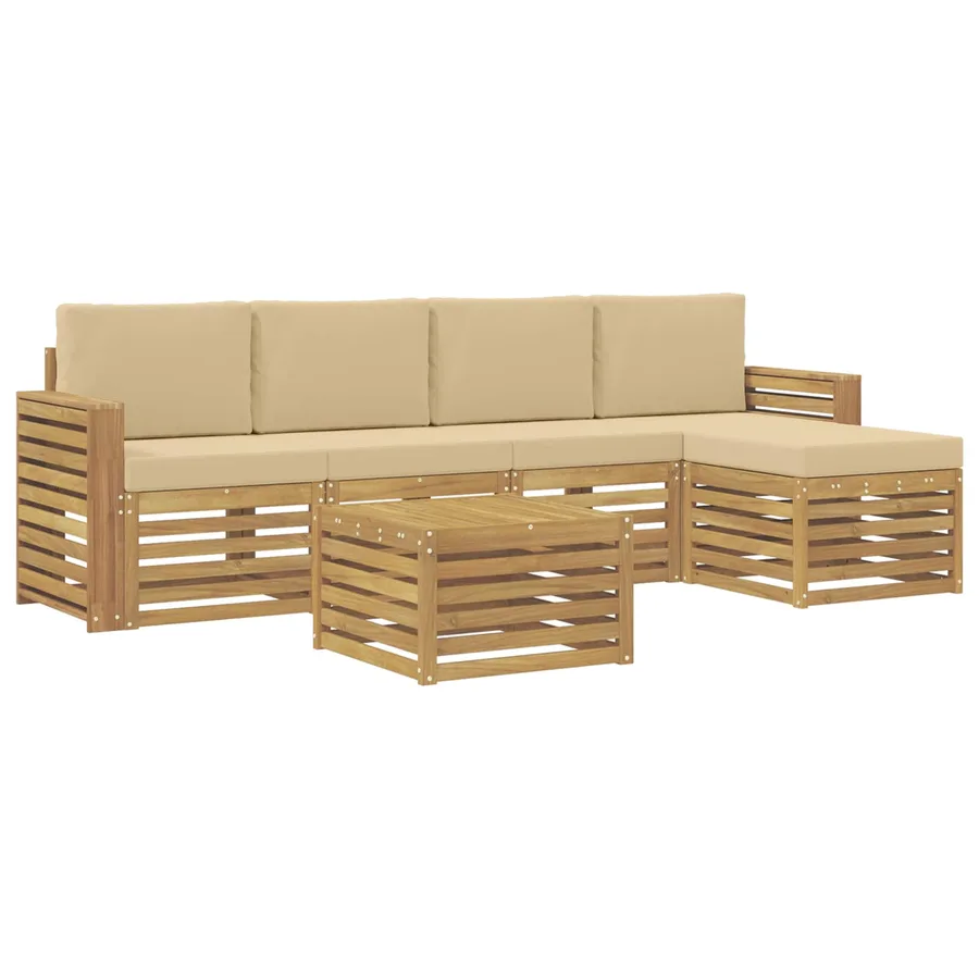 Ensemble de canapés d'extérieur 6 pcs Blanc et Beige - 2