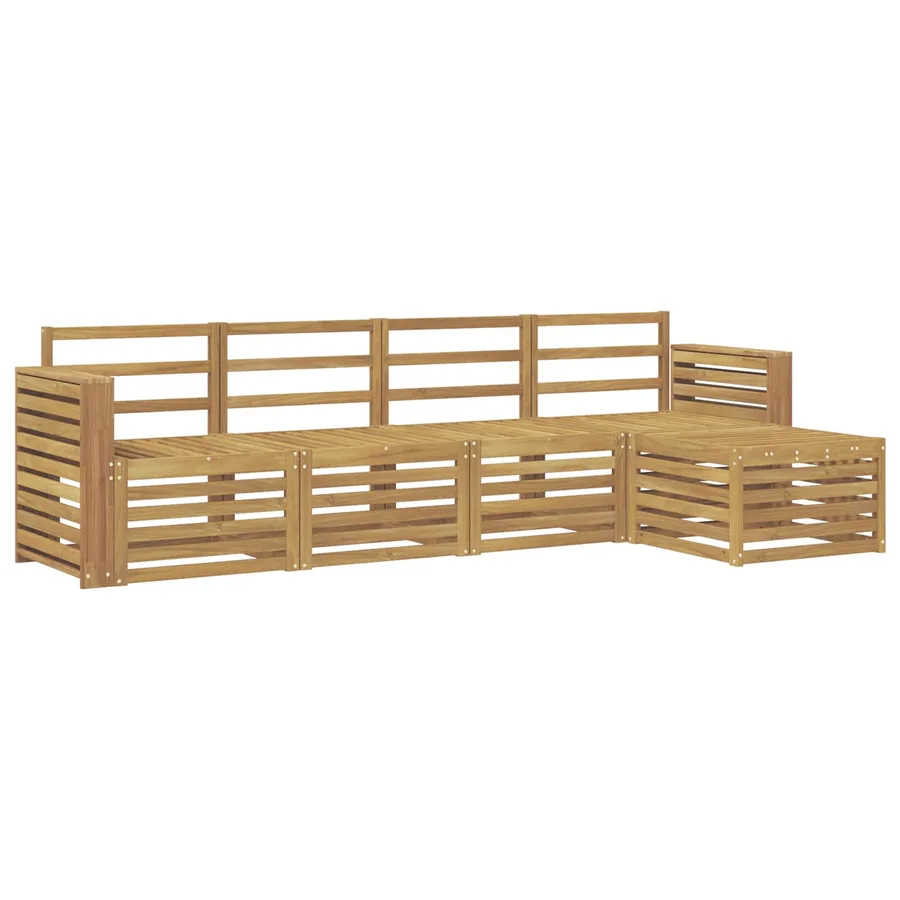 Ensemble de canapés d'extérieur 5 pcs Blanc 257 x 122,5 x 73 cm - 2