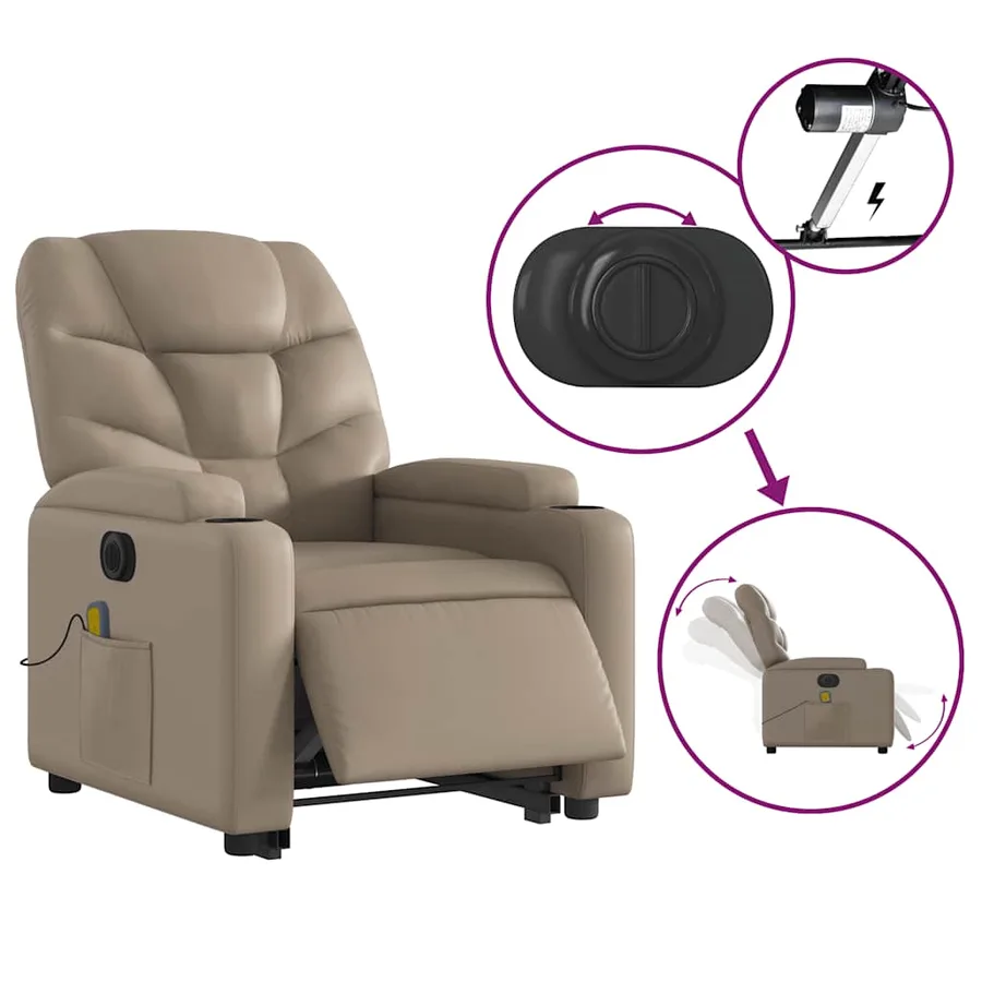 Fauteuil inclinable de massage électrique cappuccino similicuir - 6