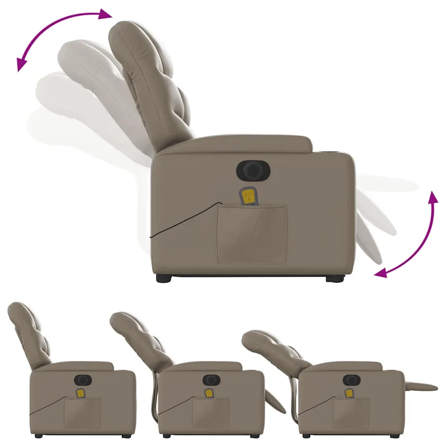 Fauteuil inclinable de massage électrique cappuccino similicuir - 7