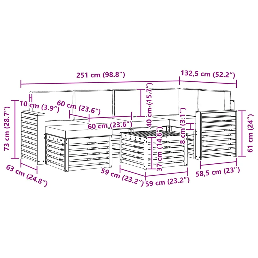 Ensemble de canapés d'extérieur 7 pcs Blanc et gris clair - 8