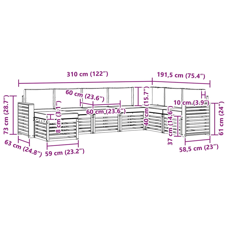 Ensemble de canapés d'extérieur 8 pcs Blanc et anthracite - 7