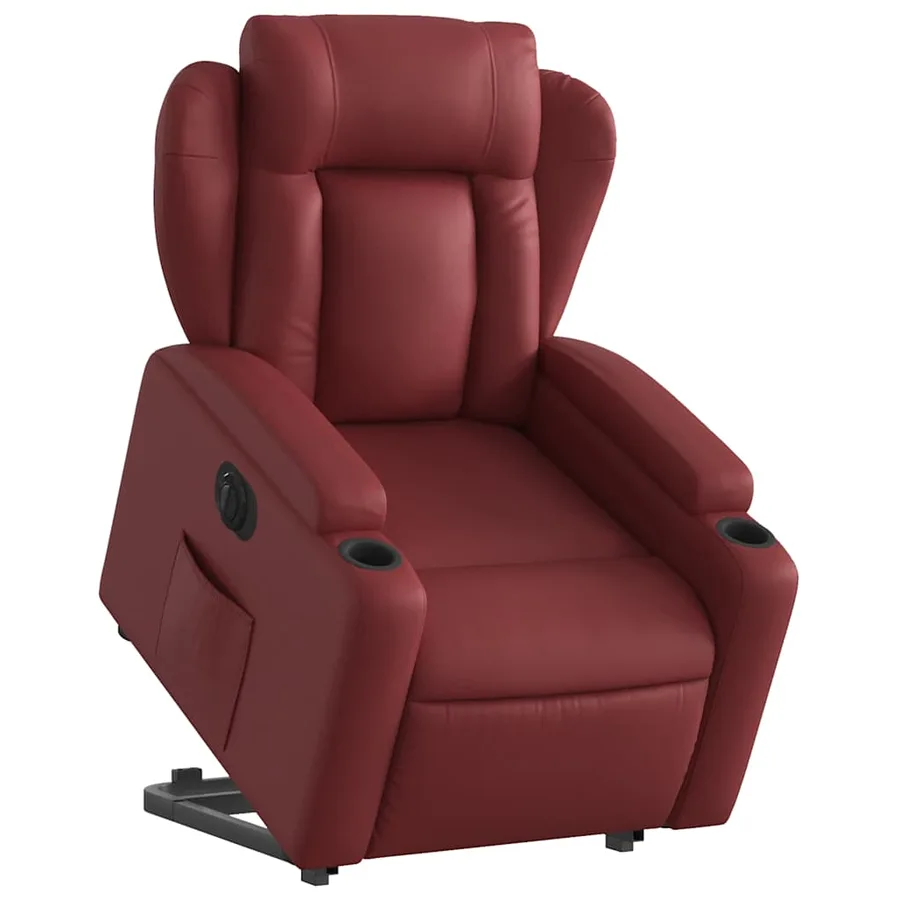 Fauteuil inclinable électrique rouge bordeaux similicuir - 3