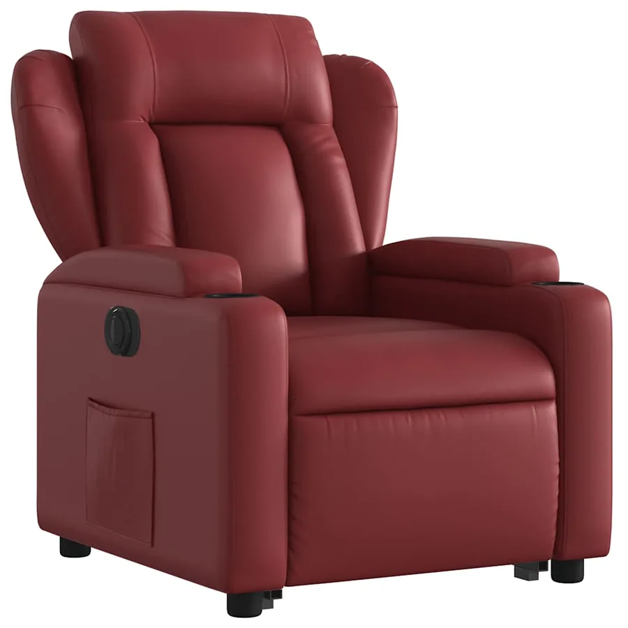 Fauteuil inclinable électrique rouge bordeaux similicuir - 4