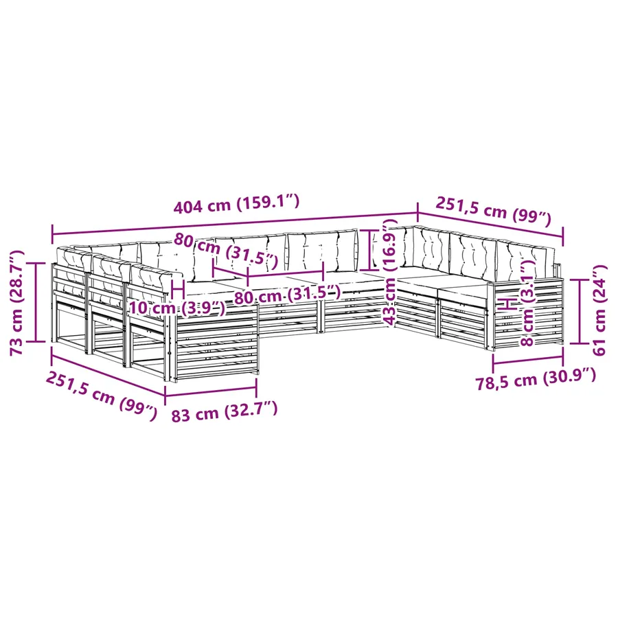 Ensemble de canapés d'extérieur 9 pc Blanc et anthracite - 8