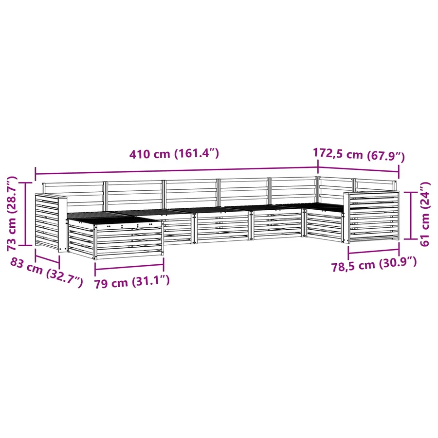 Ensemble de canapés d'extérieur 7 pc Blanc Bois d'Acacia Massif - 9