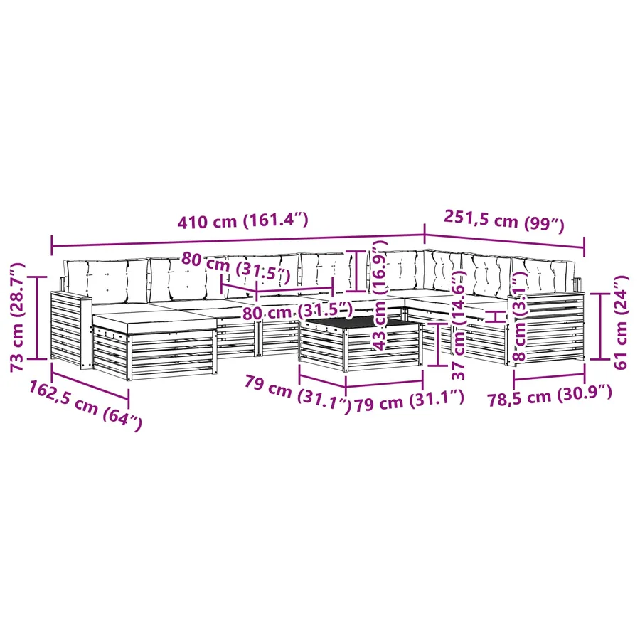 Ensemble de canapés d'extérieur 9 pc Blanc et crème - 8