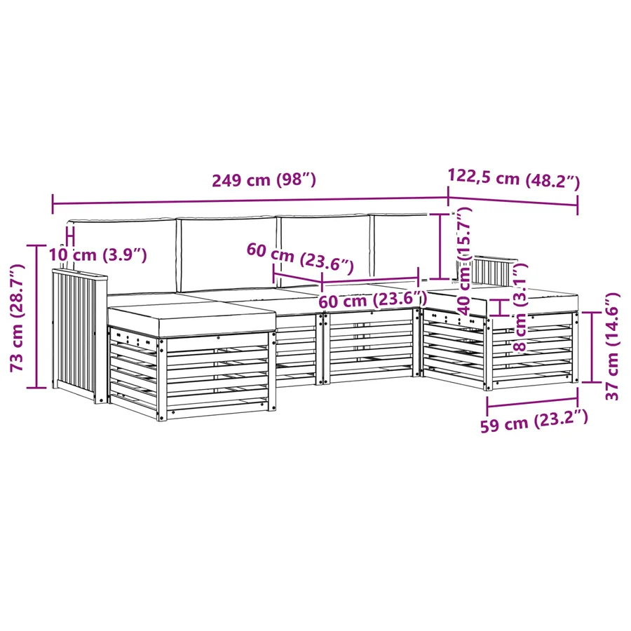 Ensemble de canapés d'extérieur 6 pcs Blanc et Beige - 6
