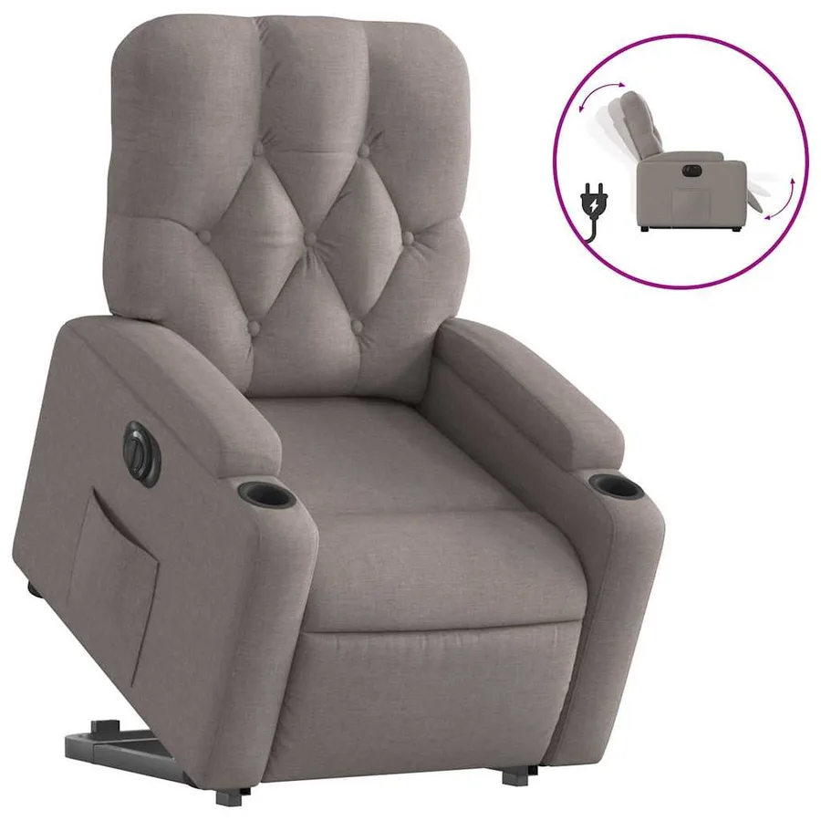 Fauteuil inclinable électrique taupe tissu - 2