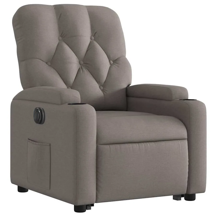 Fauteuil inclinable électrique taupe tissu - 4