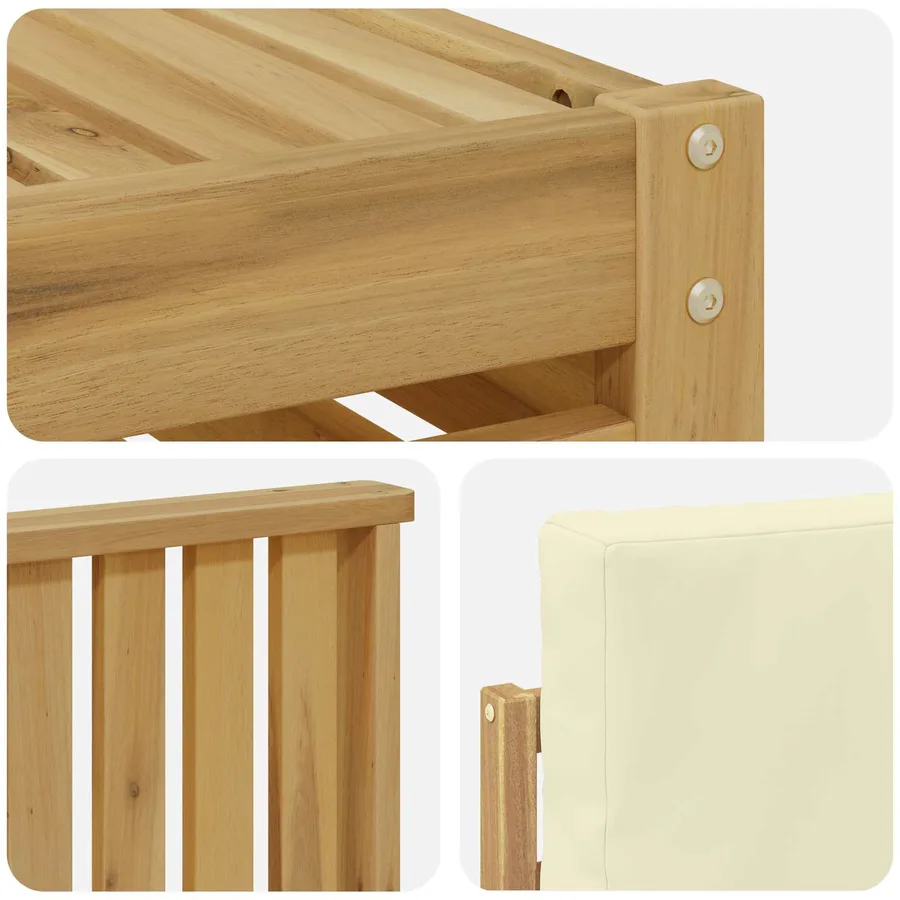 Ensemble de canapés d'extérieur 4 pcs Blanc et crème - 5