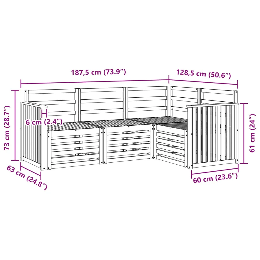Ensembles de canapés 4 pcs Blanc 187,5 x 128,5 x 73 cm - 6