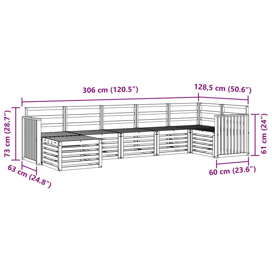 Ensemble de canapés d'extérieur 7 pcs Blanc - 9