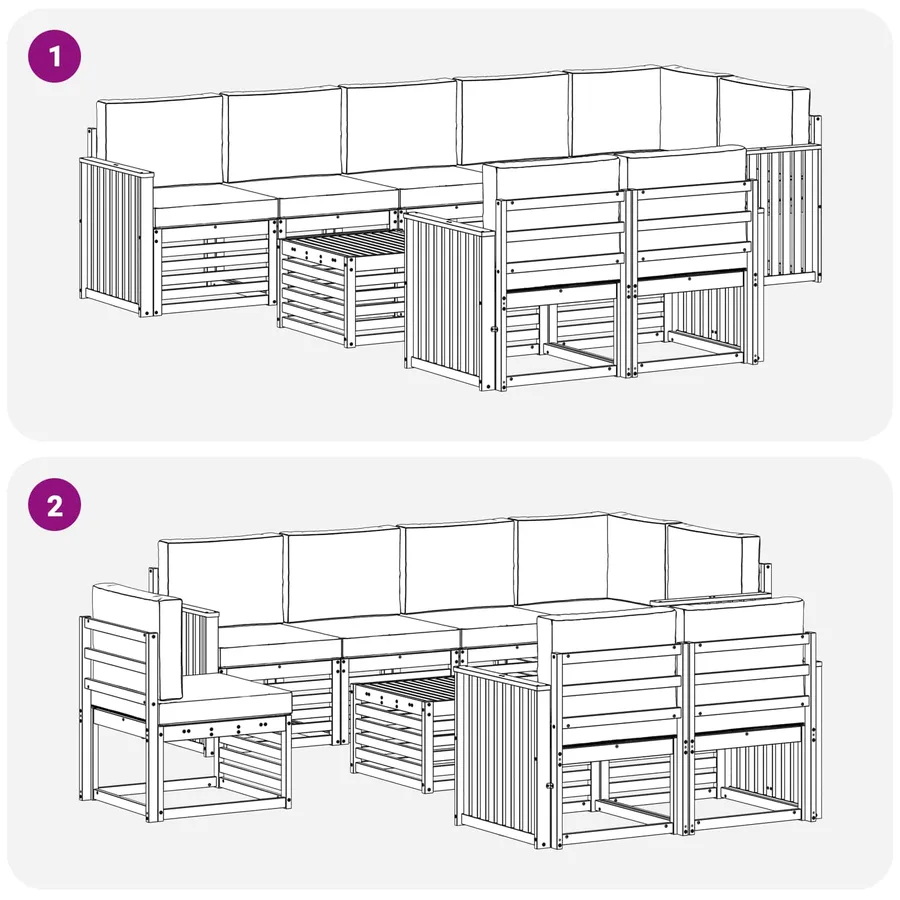 Ensemble de canapés d'extérieur 9 pcs Blanc et anthracite - 7