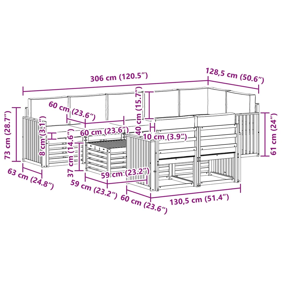 Ensemble de canapés d'extérieur 9 pcs Blanc et anthracite - 8