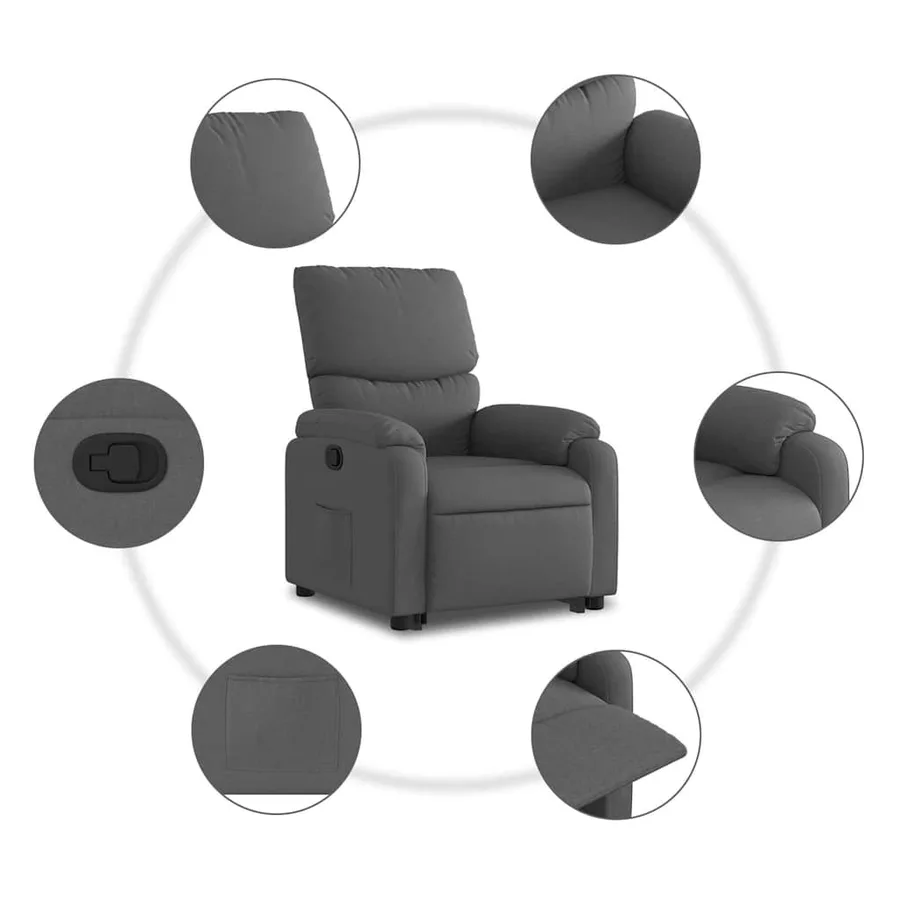 Fauteuil inclinable Gris foncé Tissu - 8