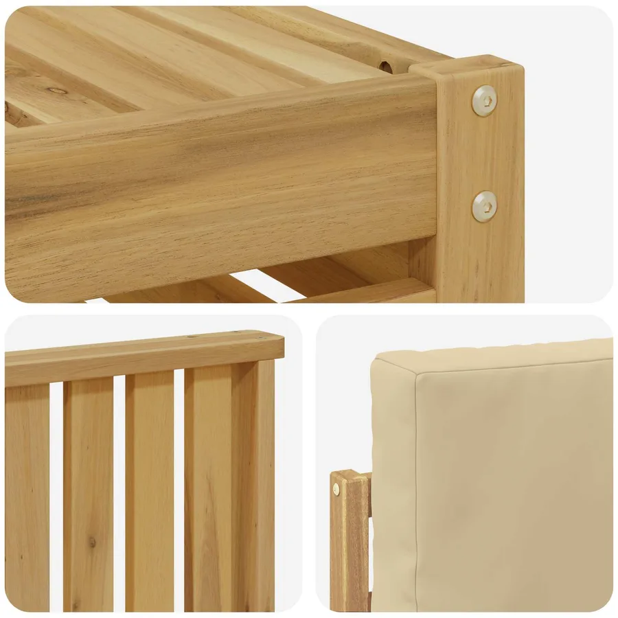 Ensemble de canapés d'extérieur 7 pcs Blanc et Beige Polyester - 5