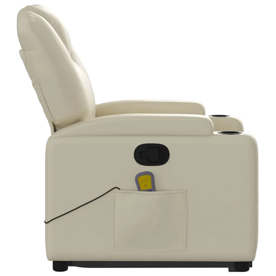 Fauteuil inclinable de massage Crème Similicuir - 10