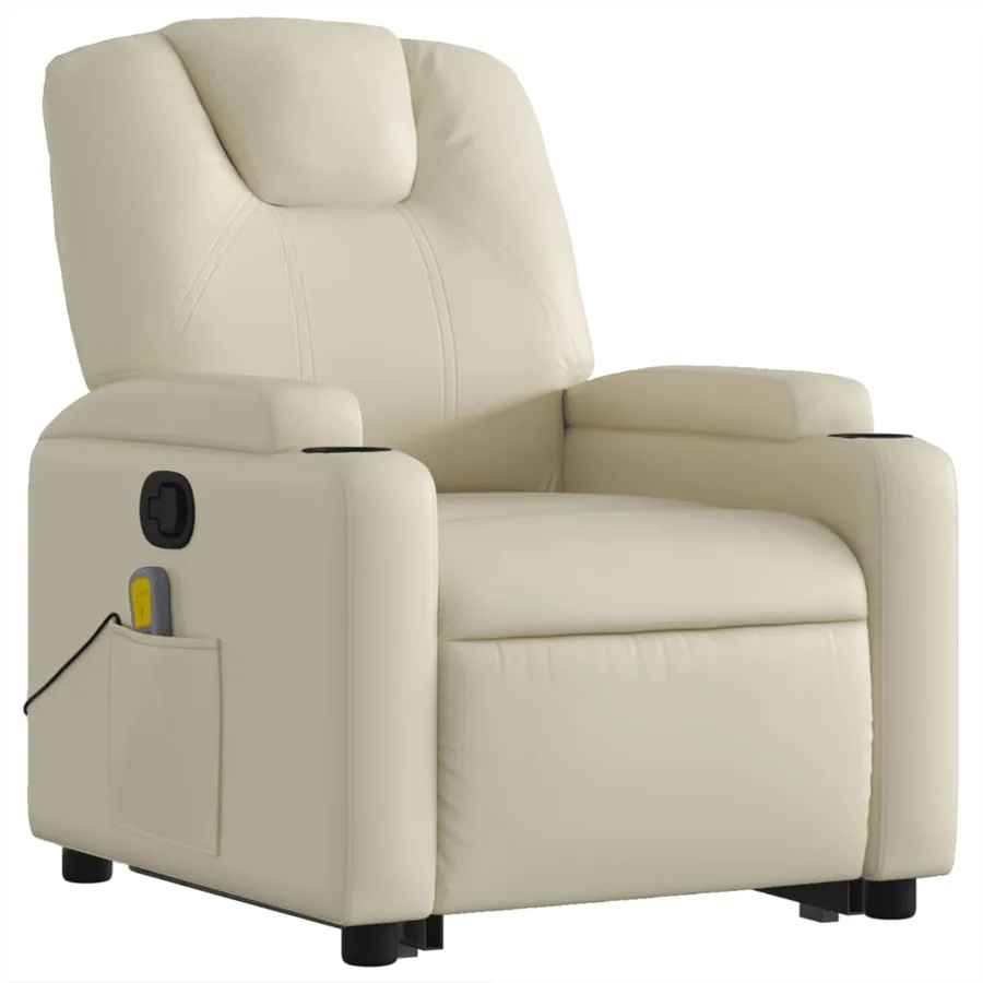 Fauteuil inclinable de massage Crème Similicuir - 4